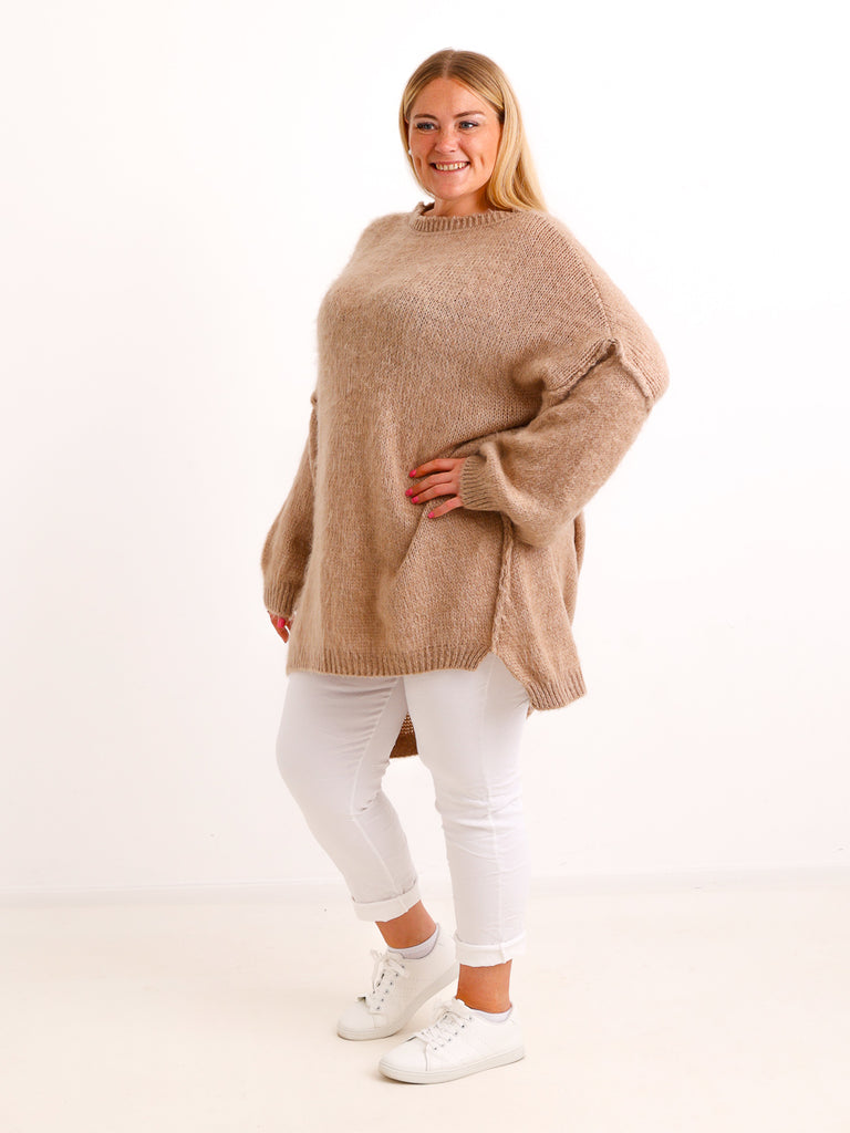 Curvy Pullover VALURA – Extra langer Oversize-Schnitt mit Inside-Out-Nähten – Gr. 48–56