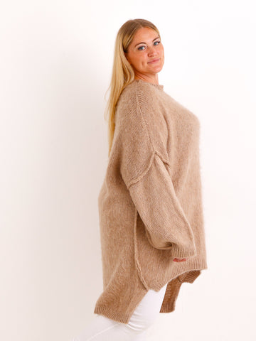 Curvy Pullover VALURA – Extra langer Oversize-Schnitt mit Inside-Out-Nähten – Gr. 48–56