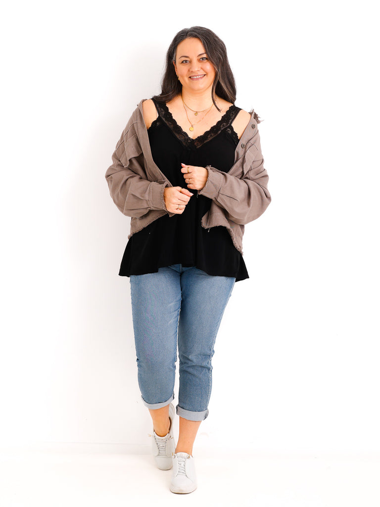 Curvy Viskose Top FELINA.S – A-Linie mit Spitze – Gr. 42-48