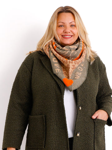NIKA Dreiecksschal mit Kaschmir - khaki/beige/taupe/orange