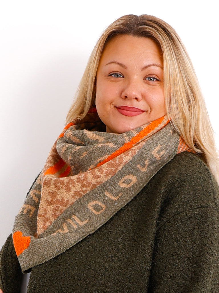 NIKA Dreiecksschal mit Kaschmir - khaki/beige/taupe/orange