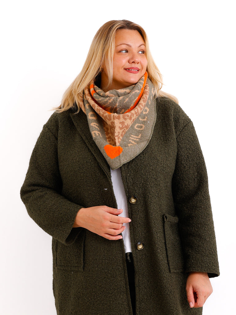NIKA Dreiecksschal mit Kaschmir - khaki/beige/taupe/orange