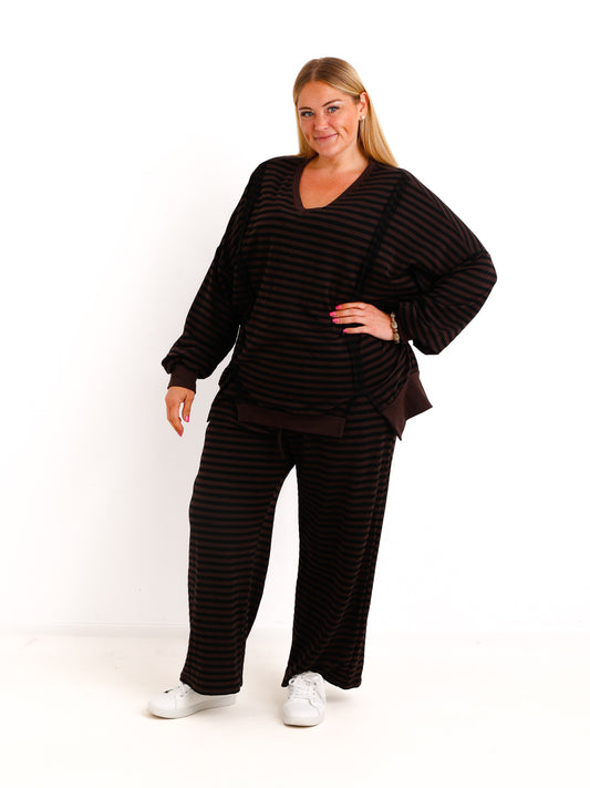 Curvy Zweiteiler NOVELL– Lässiger Sweat-Look im Ringel-Design – Gr. 44–54