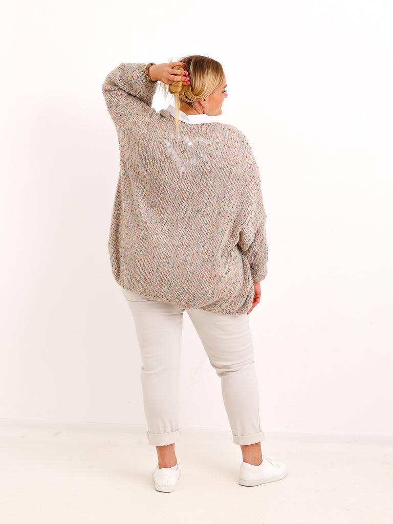 Curvy Strickjacke LIORELLE – Leichter Oversize-Strick mit Herz – Gr. 44-54