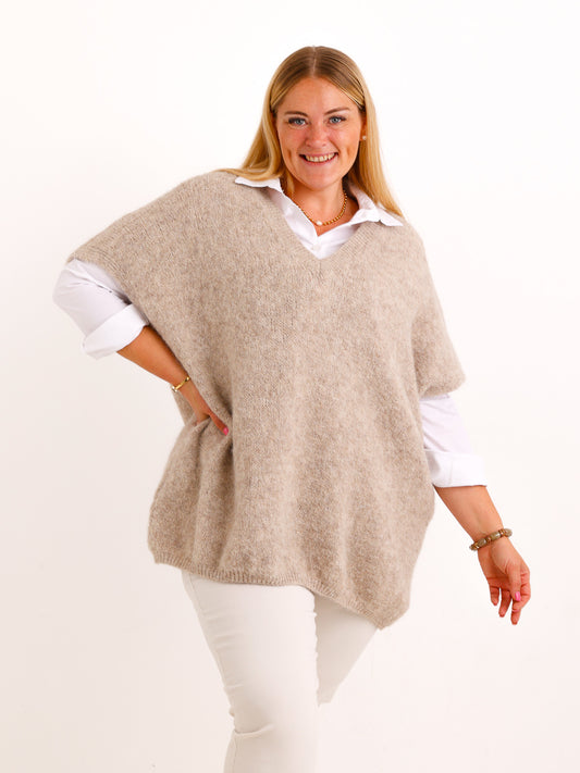 Curvy Pullunder CALYRA – Lässiger Strick-Look mit tiefem V-Ausschnitt – Gr. 44–54