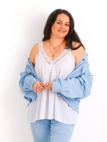 Curvy Viskose Top FELINA.S – A-Linie mit Spitze – Gr. 42-48
