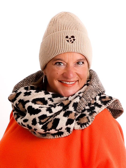EVA leo Dreiecksschal - beige/taupe/schwarz