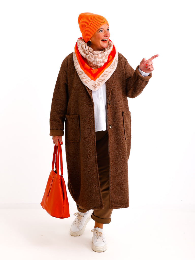 DANA Dreiecksschal mit Kaschmir - beige/taupe/orange/rot