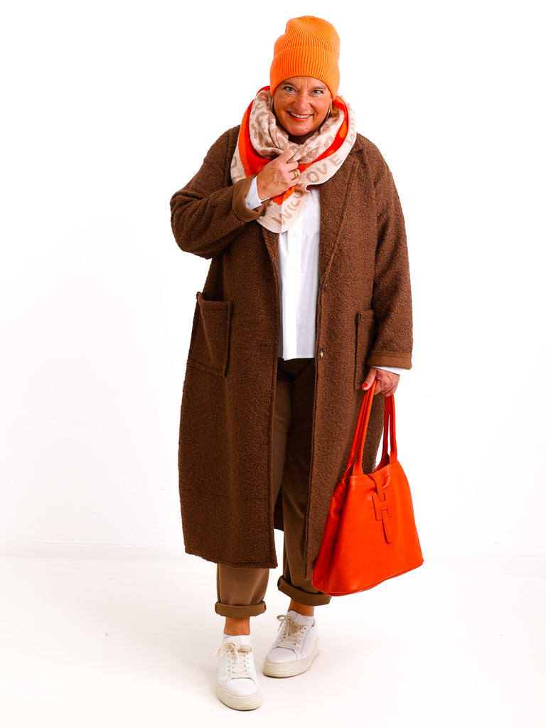 DANA Dreiecksschal mit Kaschmir - beige/taupe/orange/rot