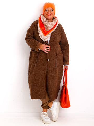 DANA Dreiecksschal mit Kaschmir - beige/taupe/orange/rot