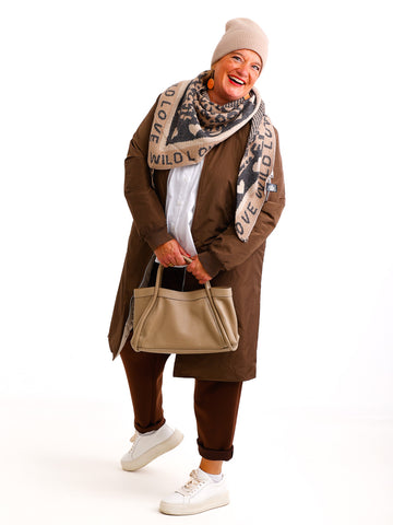 JOHANNA Dreiecksschal mit Kaschmir - anthrazit/taupe