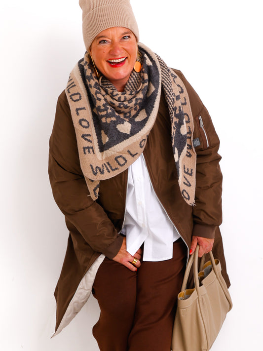 JOHANNA Dreiecksschal mit Kaschmir - anthrazit/taupe