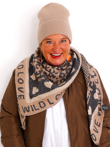 JOHANNA Dreiecksschal mit Kaschmir - anthrazit/taupe