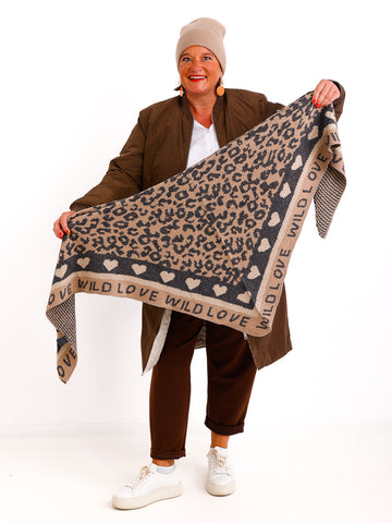 JOHANNA Dreiecksschal mit Kaschmir - anthrazit/taupe