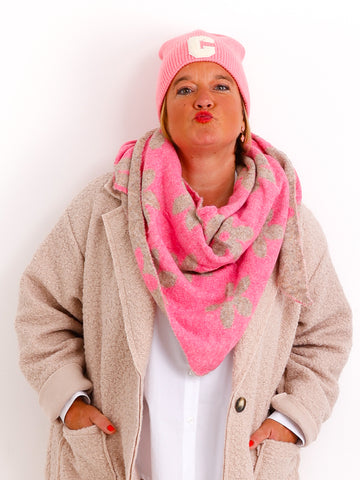 LINDA Dreiecksschal - rosa/beige