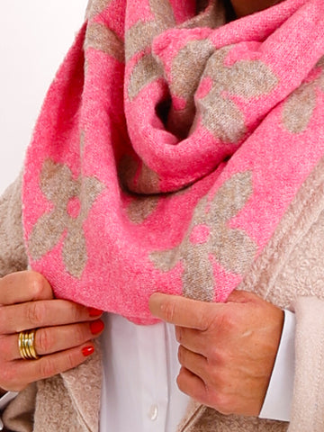 LINDA Dreiecksschal - rosa/beige