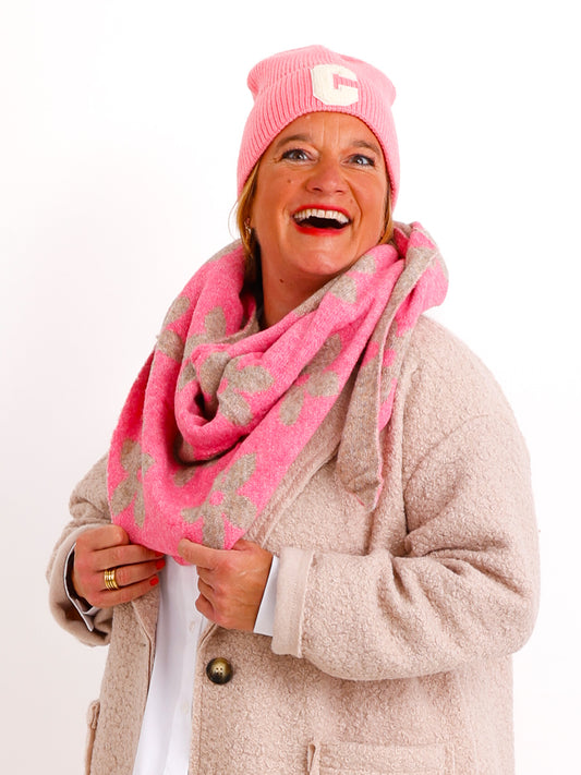 LINDA Dreiecksschal - rosa/beige