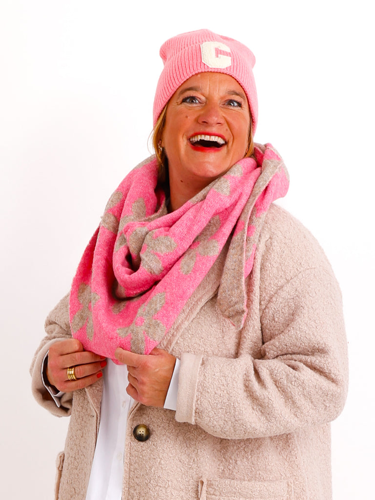 LINDA Dreiecksschal - rosa/beige