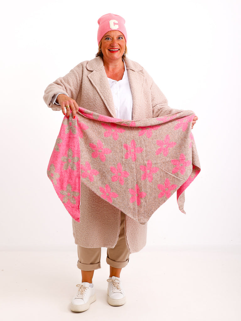 LINDA Dreiecksschal - rosa/beige