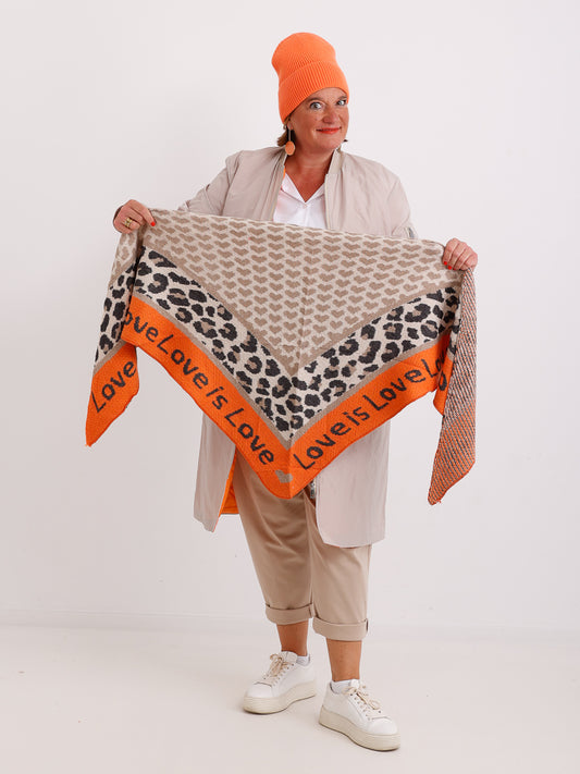 INA Dreiecksschal mit Kaschmir - anthrazit/beige/taupe/orange