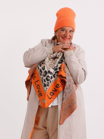 INA Dreiecksschal mit Kaschmir - anthrazit/beige/taupe/orange