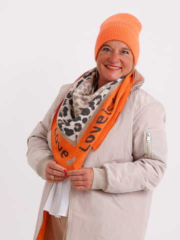 INA Dreiecksschal mit Kaschmir - anthrazit/beige/taupe/orange