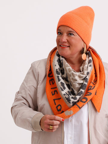 INA Dreiecksschal mit Kaschmir - anthrazit/beige/taupe/orange