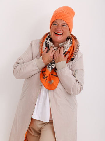 INA Dreiecksschal mit Kaschmir - anthrazit/beige/taupe/orange