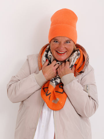 INA Dreiecksschal mit Kaschmir - anthrazit/beige/taupe/orange