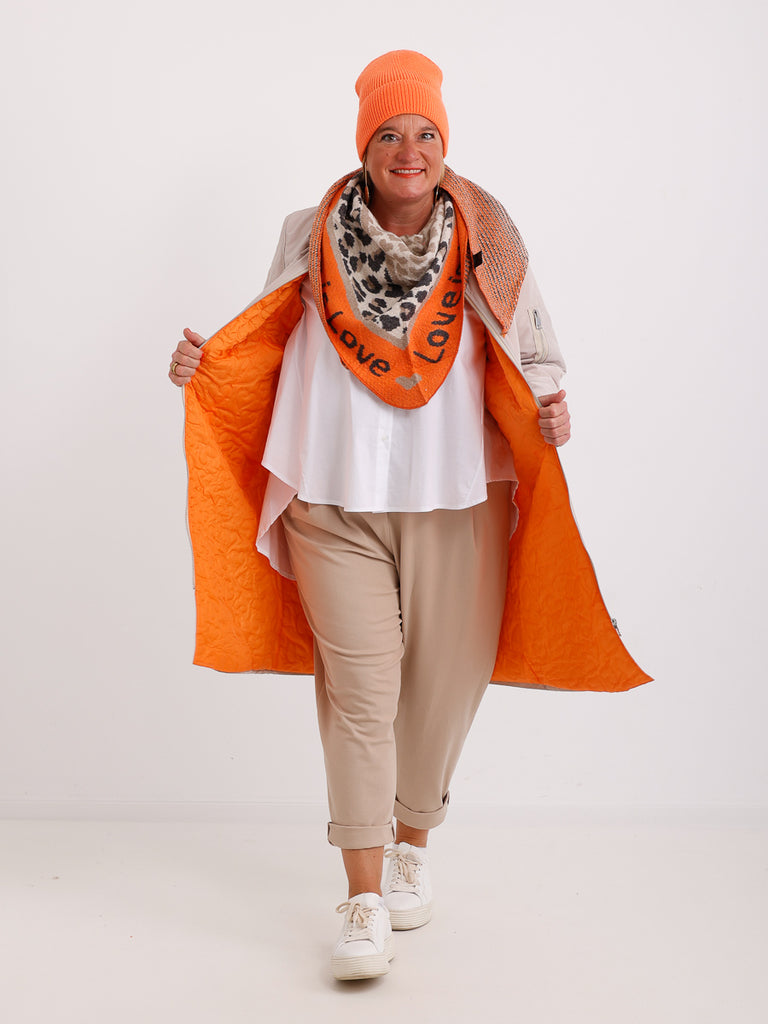INA Dreiecksschal mit Kaschmir - anthrazit/beige/taupe/orange