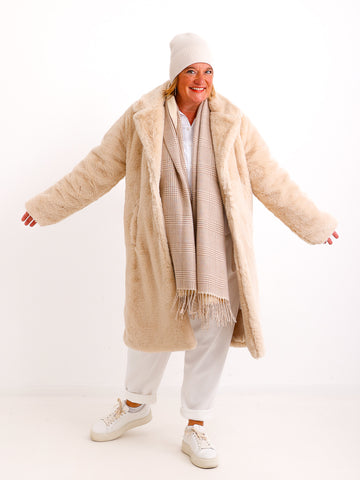 STELLA Kunstfell - Mantel - beige