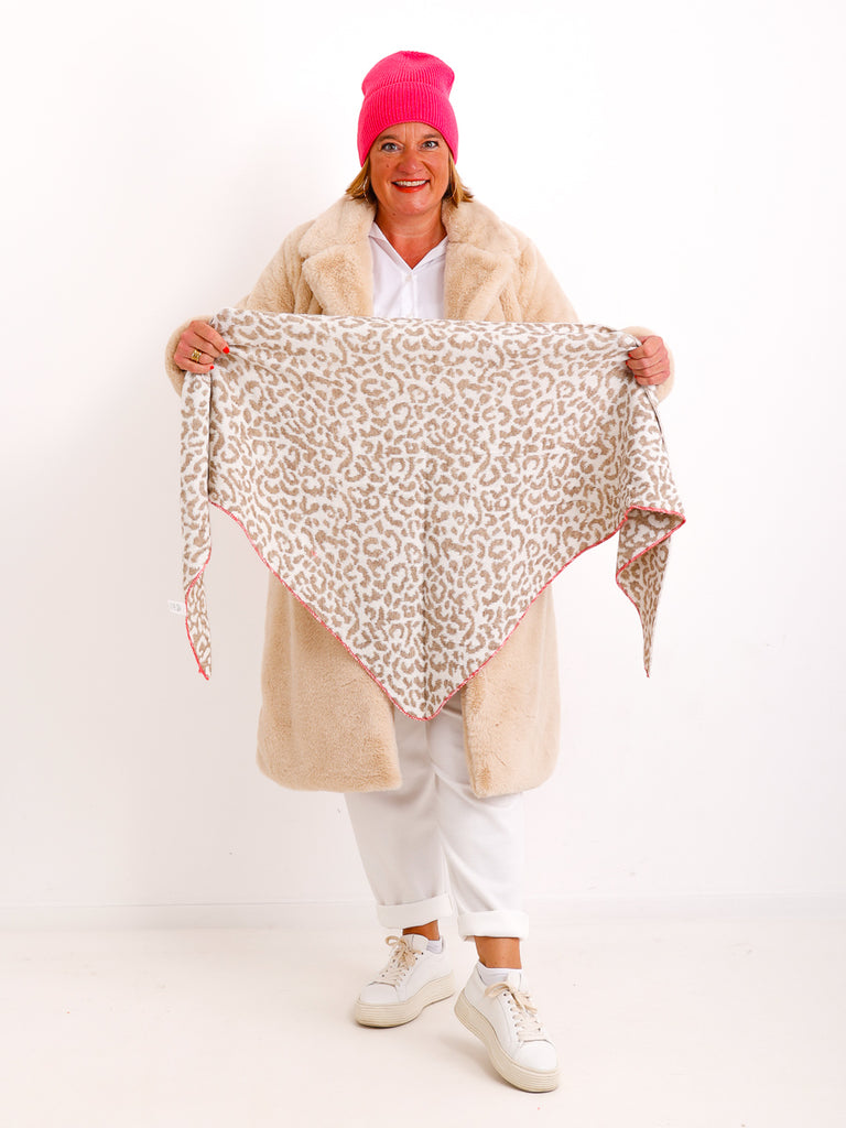 NORMA Dreiecksschal - leo - beige/wollweiß