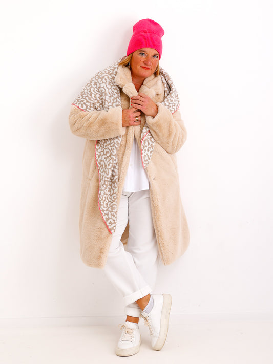 NORMA Dreiecksschal - leo - beige/wollweiß
