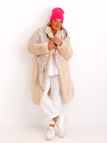 NORMA Dreiecksschal - leo - beige/wollweiß