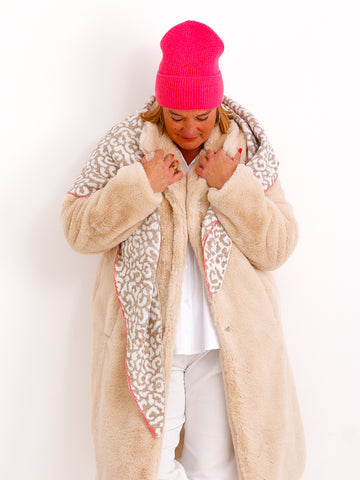 NORMA Dreiecksschal - leo - beige/wollweiß