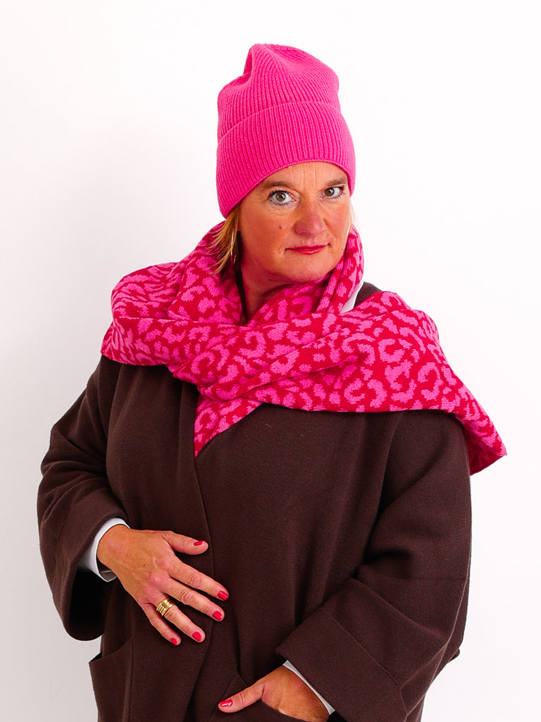MELLI Dreiecksschal - leo - pink/rot