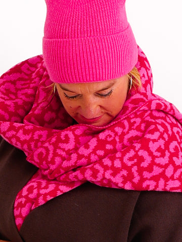 MELLI Dreiecksschal - leo - pink/rot