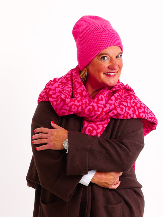 MELLI Dreiecksschal - leo - pink/rot