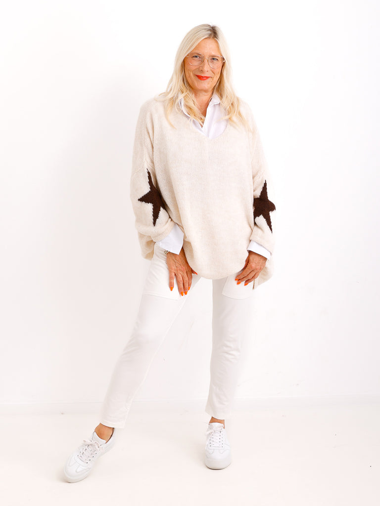 TAKE IT EASY Oversize Pullover - wollweiß