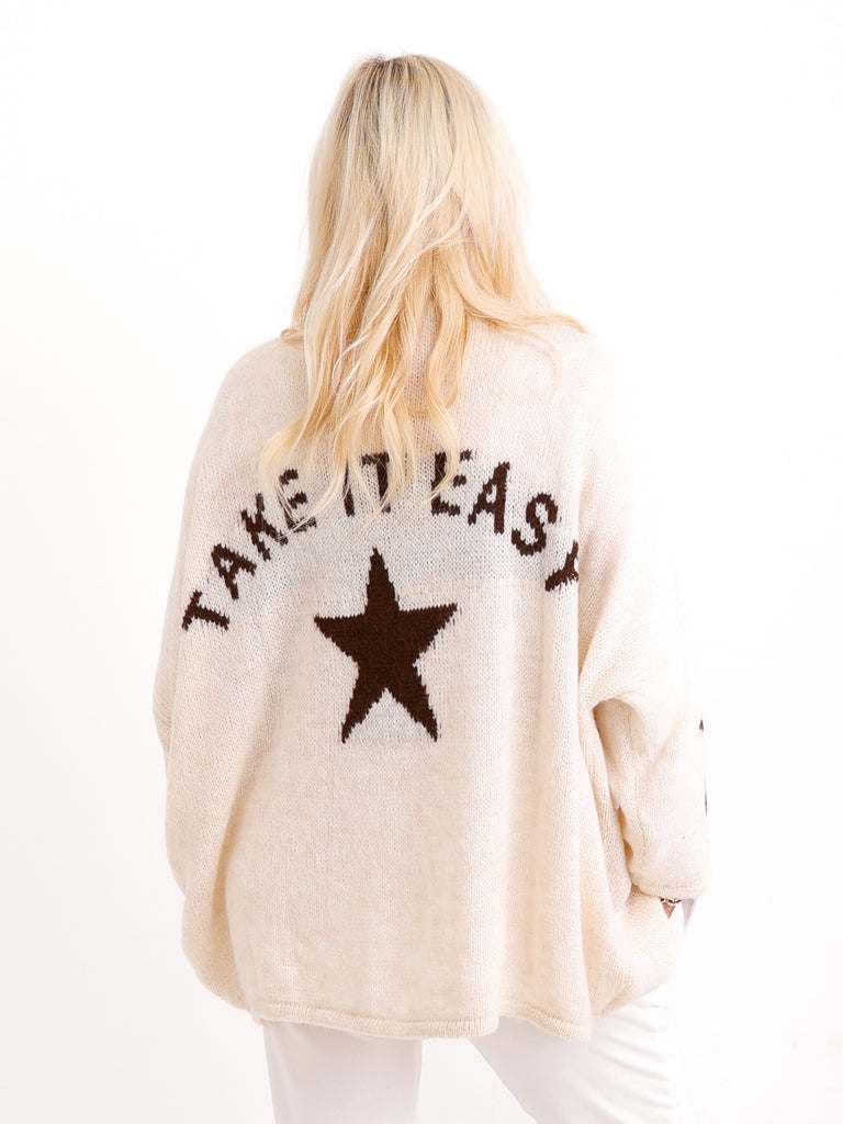 TAKE IT EASY Oversize Pullover - wollweiß