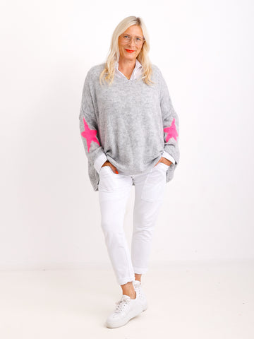 TAKE IT EASY oversize Pullover - grau