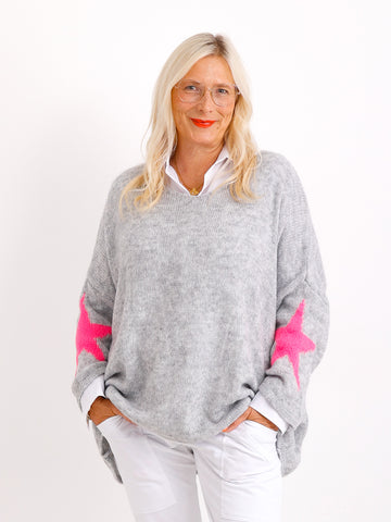 TAKE IT EASY oversize Pullover - grau