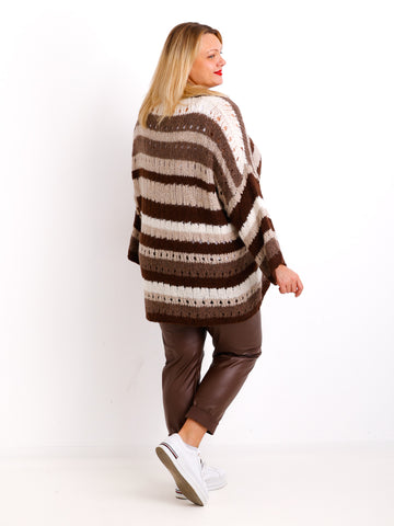 LYDIA Curvy Size Pullover - schoko/beige