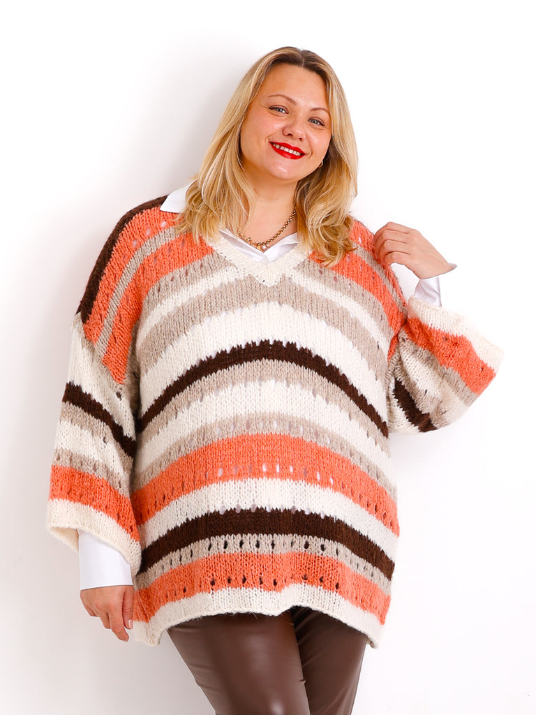 LYDIA Curvy Size Pullover - peachy/beige