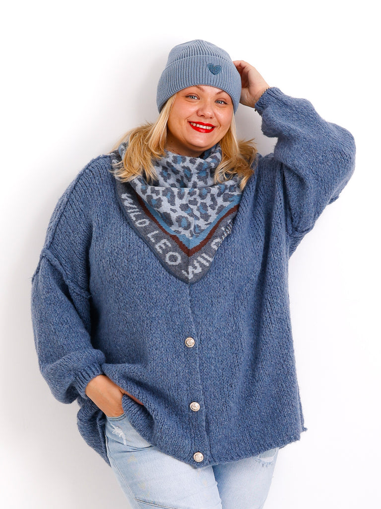 WILD LEO Dreiecksschal - blau/braun