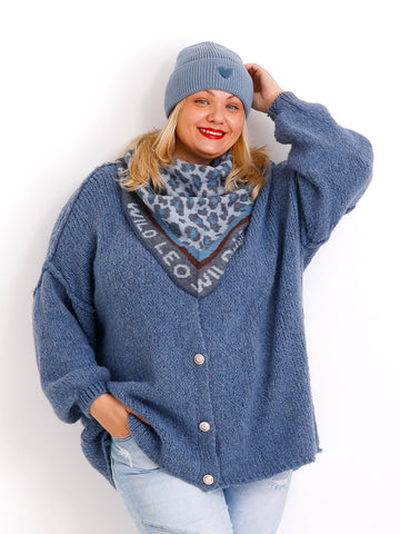 WILD LEO Dreiecksschal - blau/braun