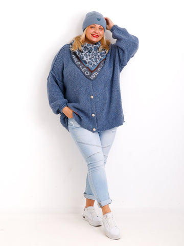 WILD LEO Dreiecksschal - blau/braun