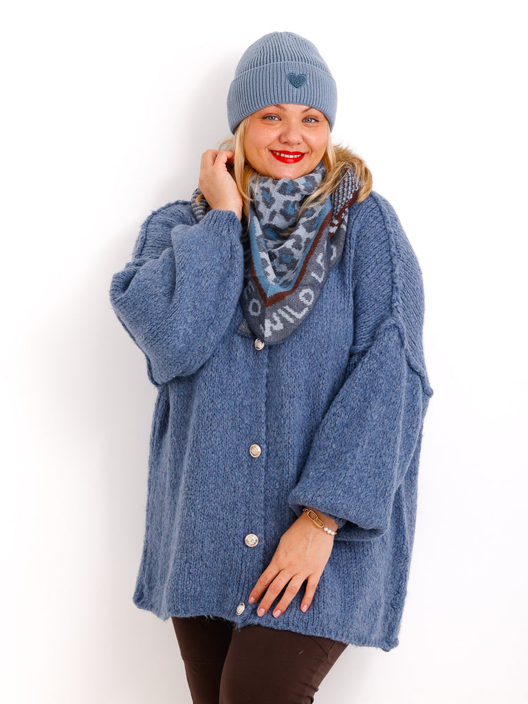 WILD LEO Dreiecksschal - blau/braun