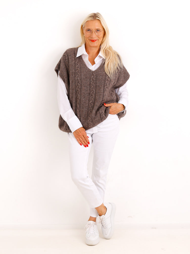 Oversize Pullunder MARIEL – Kuscheliger Strick mit Zopfmuster – Gr. 38–44