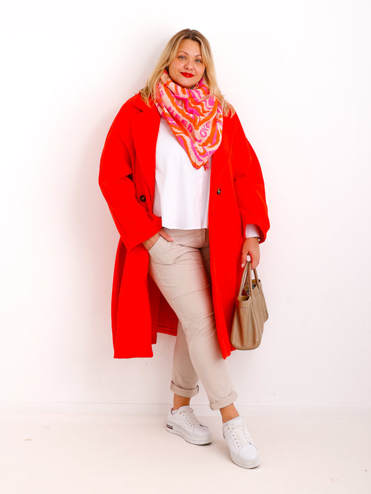 NOVA Dreiecksschal  - orange / pink / wollweiß